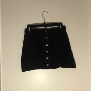 Black denim skirt